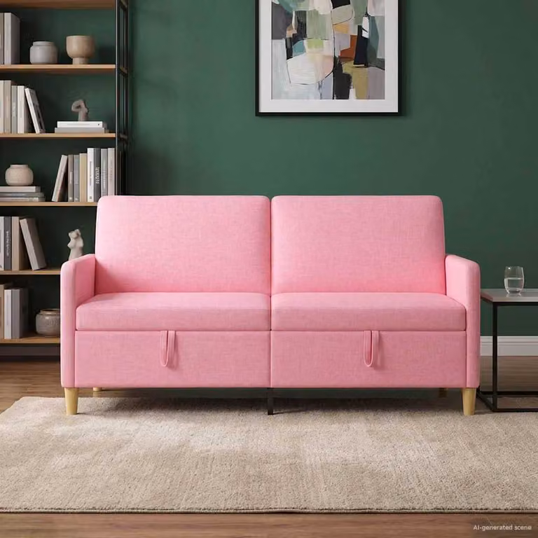 Divano moderno vidaXL con contenitore apribile in tessuto rosa L: 172 cm, P: 78 cm, H: 87 cm
