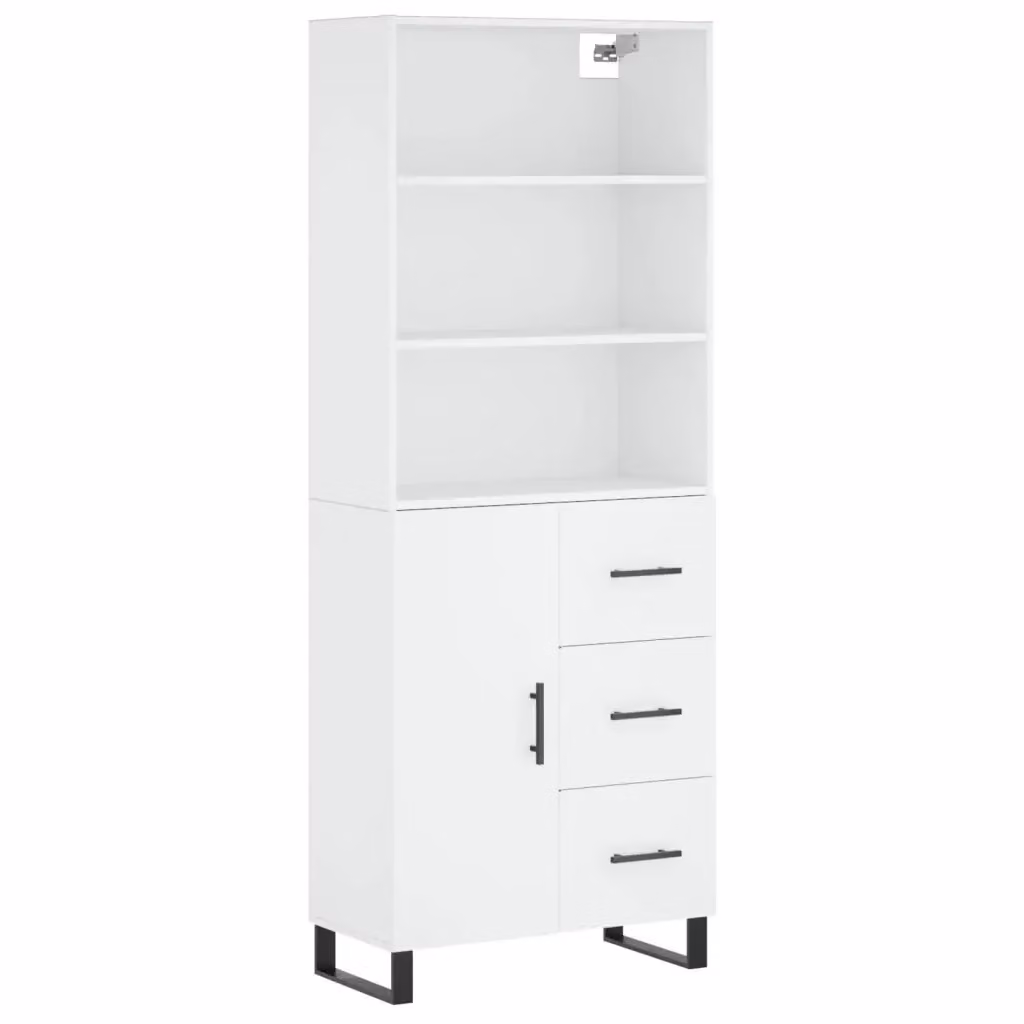 Credenza moderna bianca vidaXL in legno e metallo L: 69,5 cm, P: 34 cm, H: 180 cm – 2