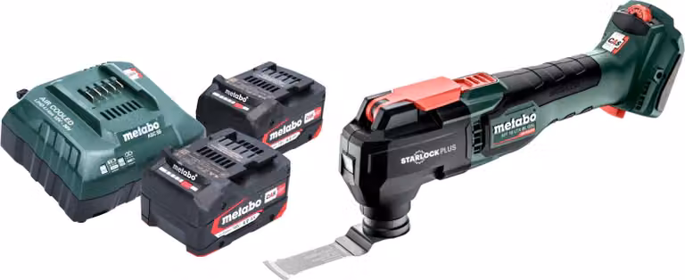Metabo MT 18 LTX BL QSL Multitool a batteria 18 V Brushless Starlock Plus + 2x batteria 4,0 Ah + caricabatteria