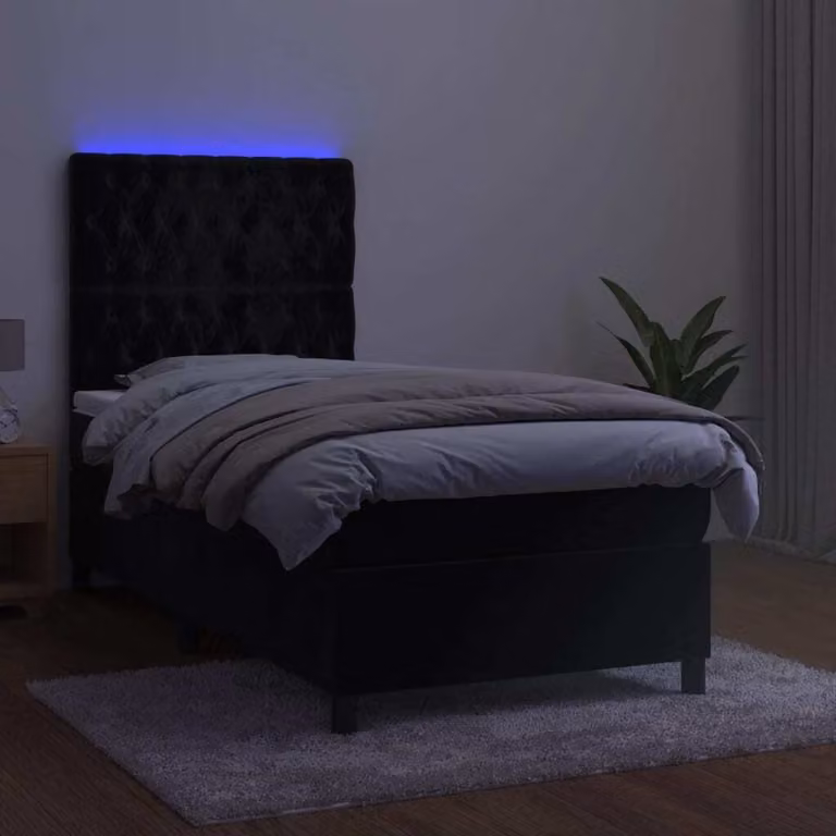 Maison Exclusive - Letto a Molle con Materasso e LED Nero 80x200 cm in Velluto