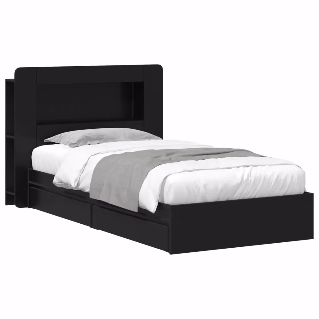 Letto con contenitore e cassetti vidaXL in legno nero L 190 x P 140 x H 93,5 cm – 2