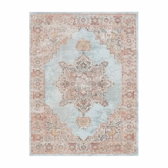 Tappeto Torino turchese per interni ed esterni, stile orientale, L: 60 cm x P: 100 cm