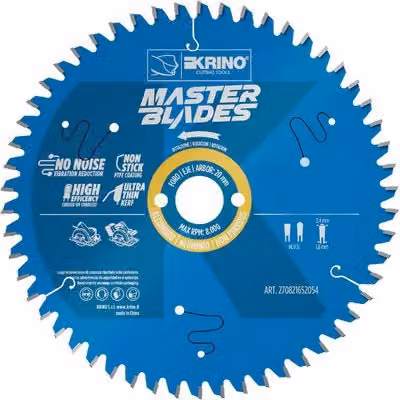 Lama Circolare per Alluminio Master Blades Krino con 80 Denti in Carburo, Diametro: 250 mm, Foro: 32 mm, Colore: Blu