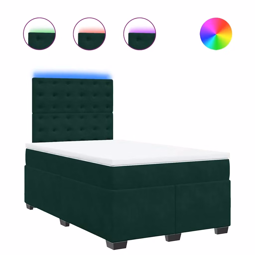 vidaXL Giroletto a Molle Ibrido con Materasso in Velluto Verde Scuro e Struttura in Legno di Pino L/P/H: 200 x 120 x 150,5 cm – 2