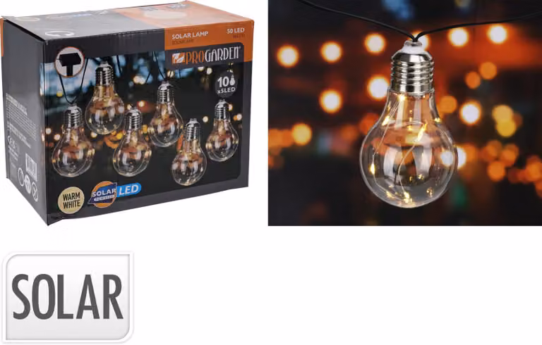Illuminazione da festa a energia solare, 10 lampadine a luce bianca calda per interni ed esterni