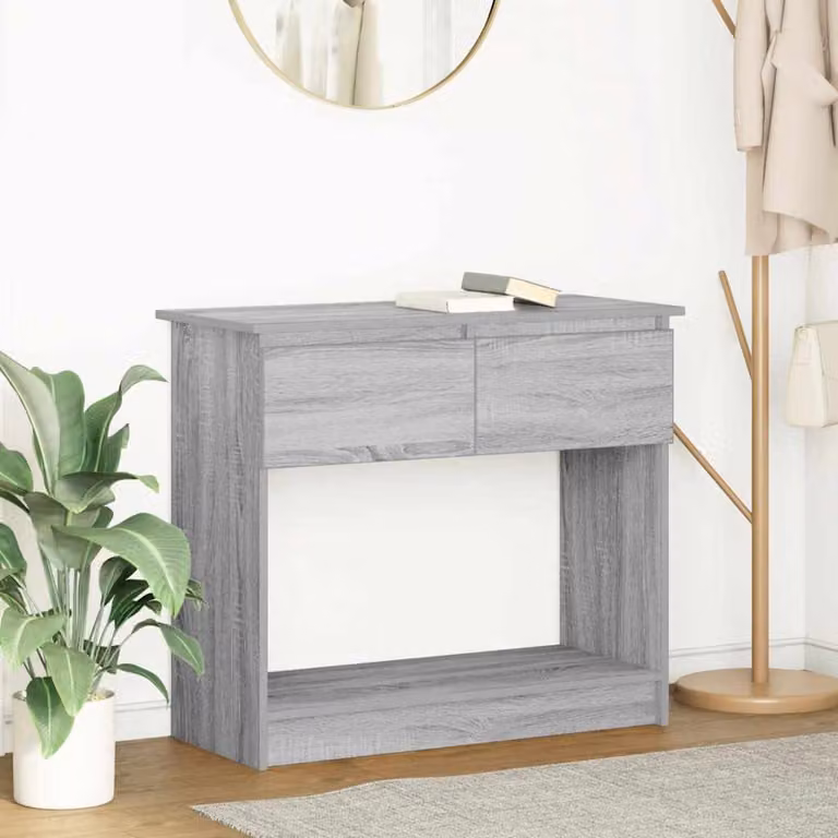 vidaXL Tavolo Consolle Moderno con Cassetti Grigio Sonoma L: 85,5 cm, P: 38,5 cm, H: 74,5 cm