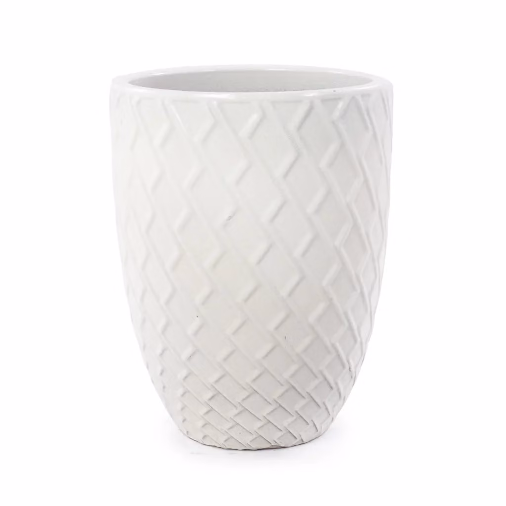 Vaso per piante Minimal in ceramica bianco lucido L: 42 cm, H: 54 cm – 2