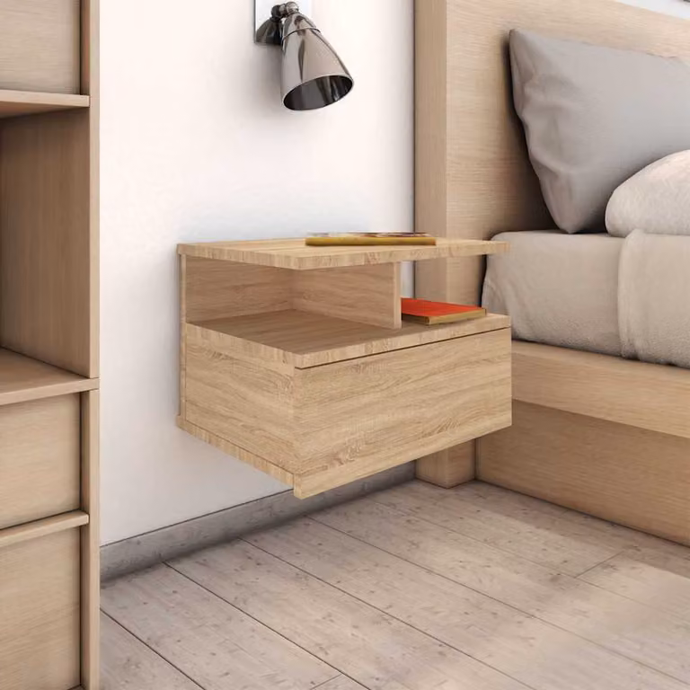 Set di 2 comodini pensili vidaXL in legno Rovere Sonoma L 40 cm, P 31 cm, H 27 cm