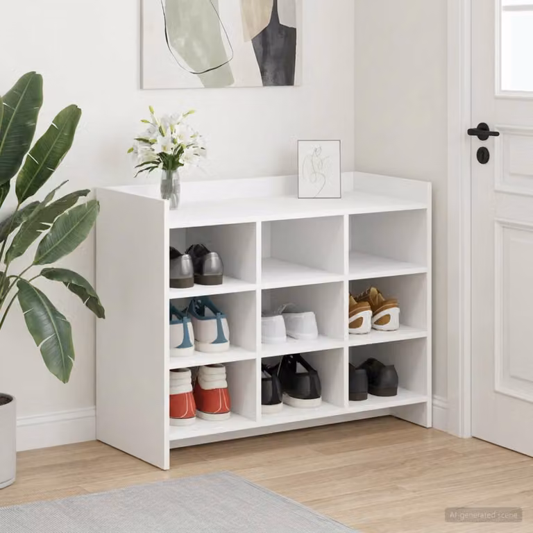 Scarpiera mobile vidaXL Bianco con ripiani piatti in MDF L: 85 cm, P: 39,5 cm, H: 70 cm
