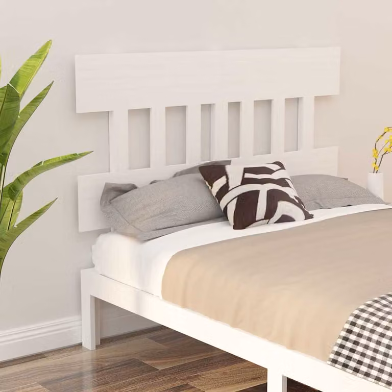 Testiera per letto vidaXL in legno massello di pino bianco laccato L: 163,5 cm, P: 3 cm, H: 81 cm