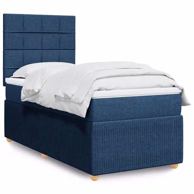 Letto Ibrido vidaXL con Materasso Blu e Bianco in Tessuto L/P/H: 100 x 200 x 150,5 cm