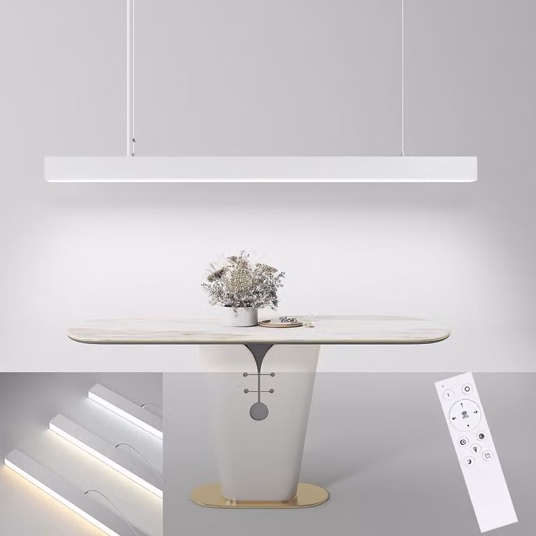 ZMH lampada a sospensione tavolo da pranzo LED luce a sospensione dimmerabile moderna lunga tavolo da pranzo lampada da ufficio bianco con telecomando altezza regolabile soggiorno sala da pranzo