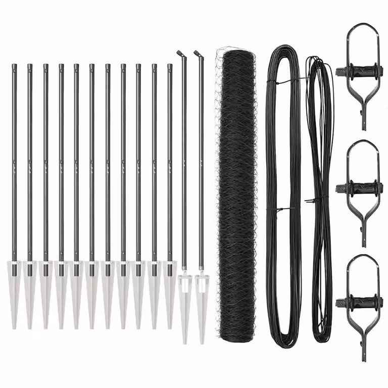 Recinzione esagonale con palo vidaXL in acciaio rivestito in PVC, Grigio, L: 25 m, H: 1,4 m