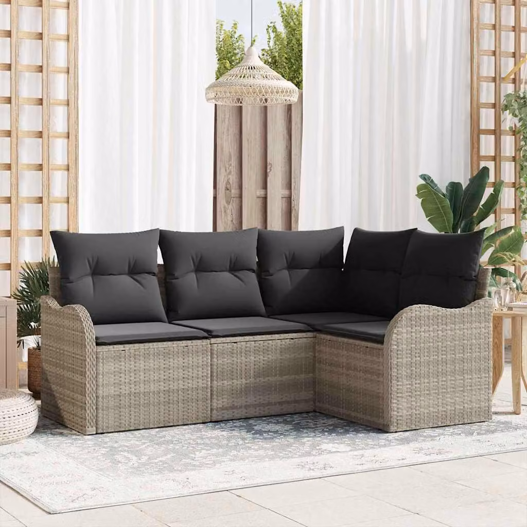 Maison Exclusive - Set Divano da Giardino 4 pcs Grigio chiaro polyrattan