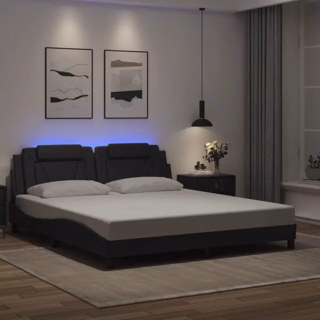 Letto contenitore Viana vidaXL con LED e porte USB, colore nero, L 180 x P 200 cm – 1