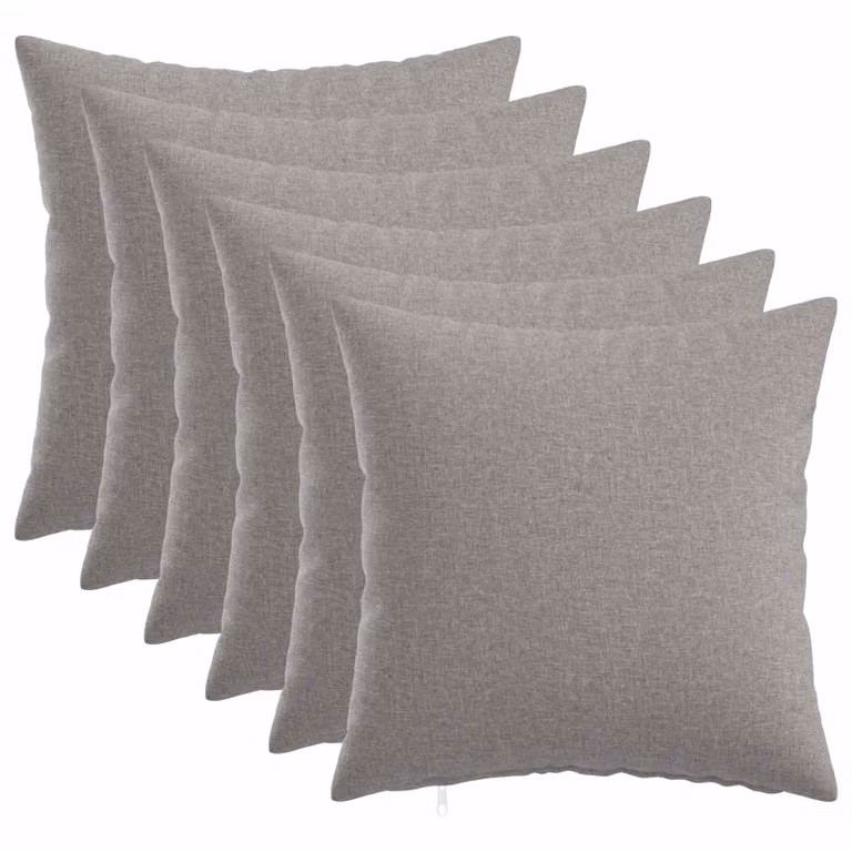 Set di 6 federe vidaXL HEERLEN Grigio, forma quadrata, 45 x 45 cm, in tessuto di poliestere lavabile
