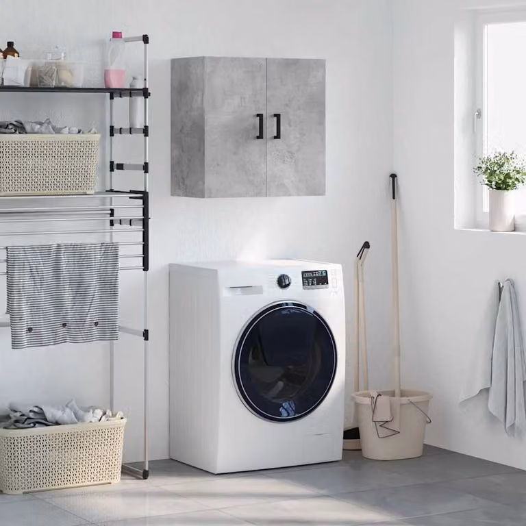 Mobile a parete moderno vidaXL in legno multistrato e MDF, colore grigio cemento opaco, L 60 cm x P 31 cm x H 60 cm