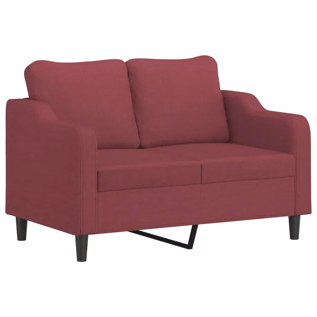 Divano a 2 posti moderno vidaXL in tessuto rosso con struttura in metallo per il tuo soggiorno L: 138 cm, P: 77 cm, H: 80 cm – 2