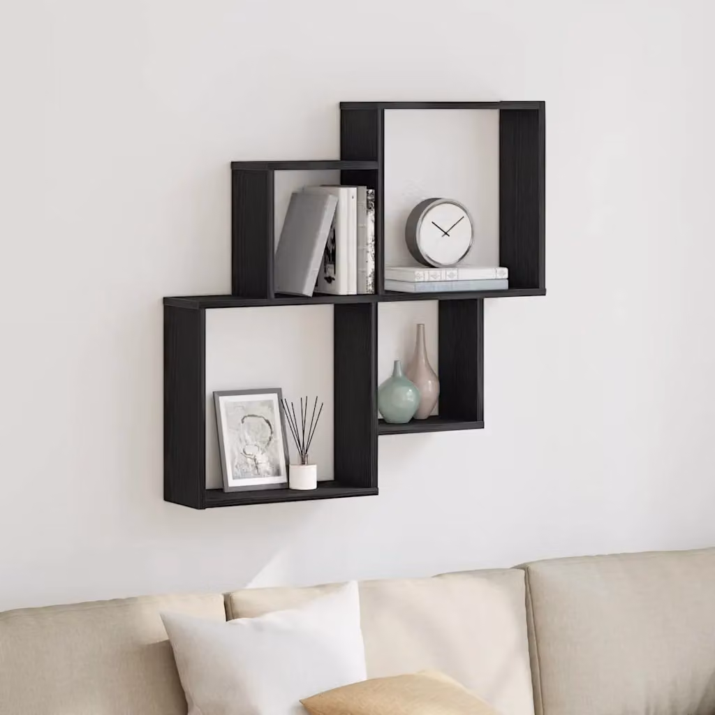 Scaffale da parete moderno vidaXL nero L: 80 cm, P: 15 cm, H: 78,5 cm