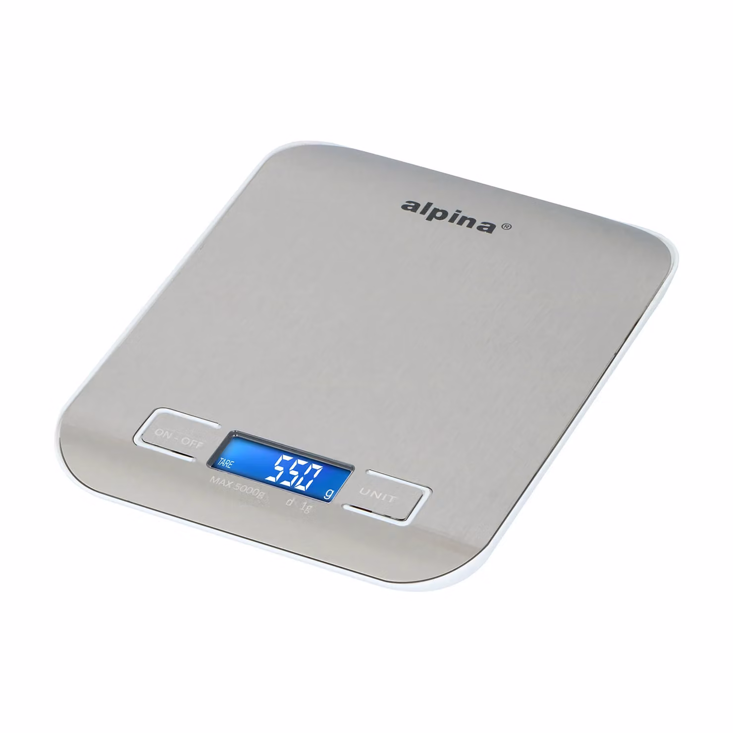 Bilancia Digitale da Cucina Alpina in Acciaio Inox Color Argento con Capacità 5 kg – 1