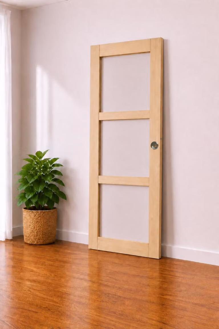 Porta scorrevole Ayous con vetro trasparente H204 x L83 cm, conchiglie, maniglia a spinta GD MENUISERIES