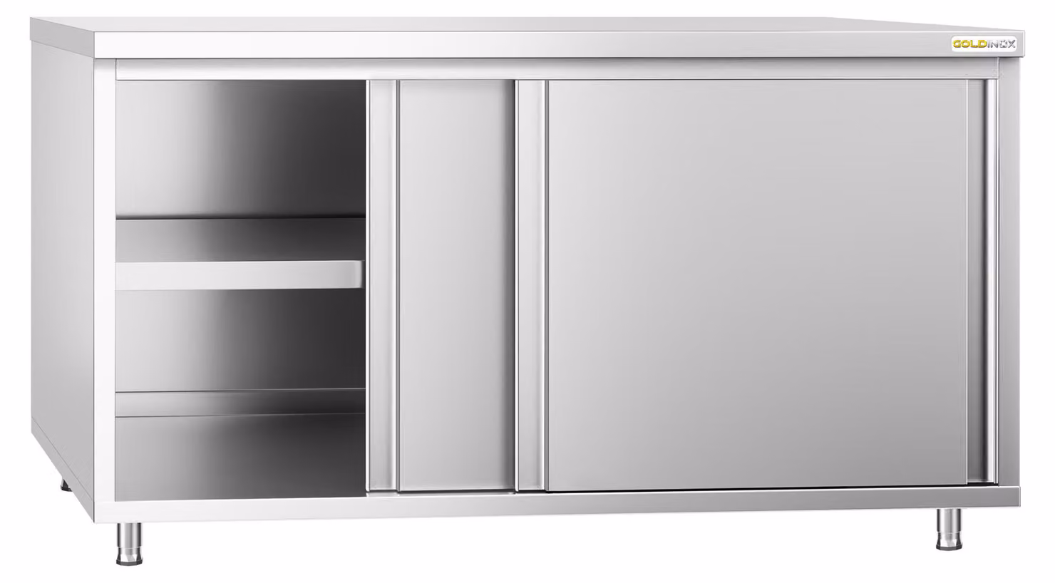 Mobile basso in acciaio inossidabile, dimensioni 1600x600 mm, linea PREMIUM - GOLDINOX