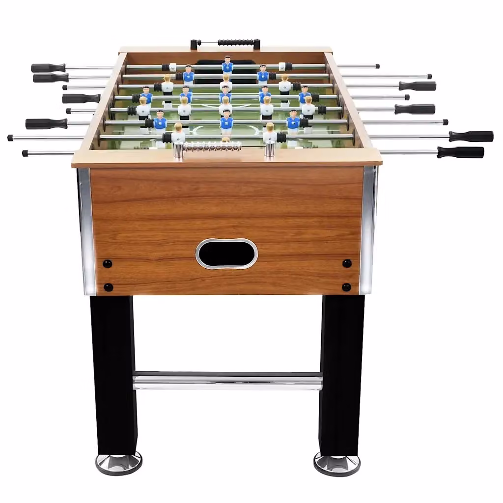 Tavolo Calcio Balilla vidaXL in Metallo e Legno, Marrone e Nero, L 140 x P 74,5 x H 87,5 cm – 2