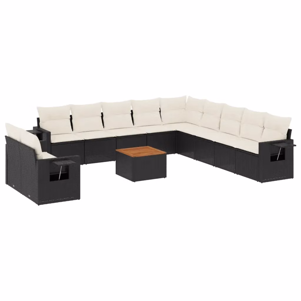 Set di divani da giardino VIDAXL in polyrattan nero con cuscini, 12 posti – 2