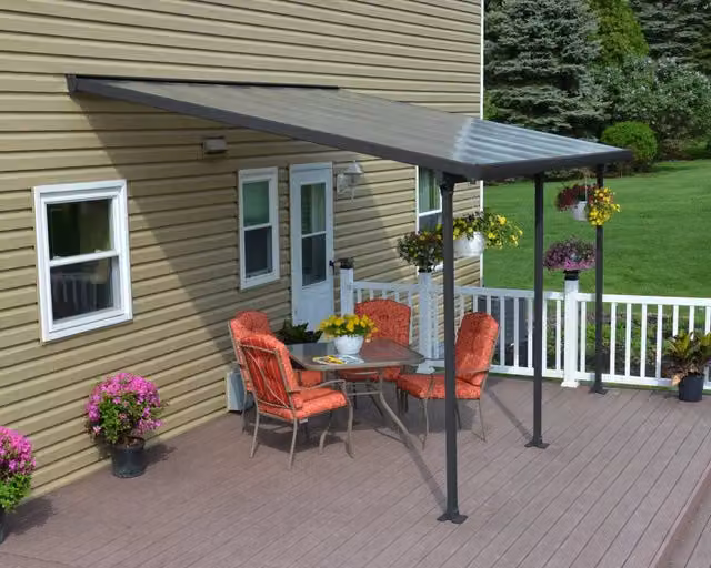 Pergola addossata Palram Feria in alluminio e policarbonato, Grigio, L: 4.3 m x P: 3 m
