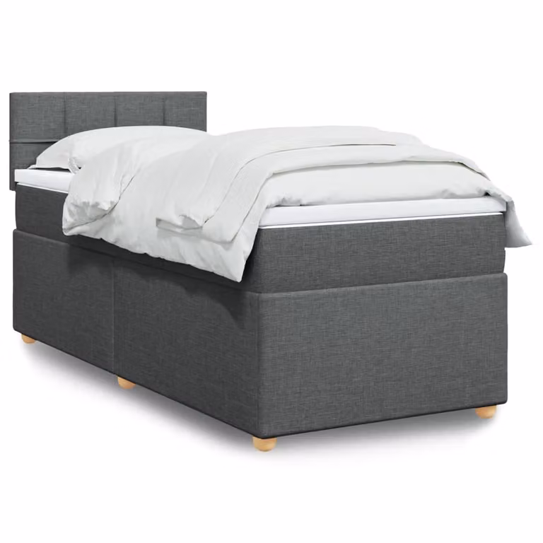 vidaXL Giroletto a Molle con Materasso in Tessuto Grigio e Bianco L/P/H: 190 x 90 x 100,5 cm