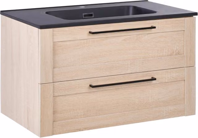 Mobile da bagno con lavabo in legno massiccio 80 x 47 cm Marrone chiaro stile moderno