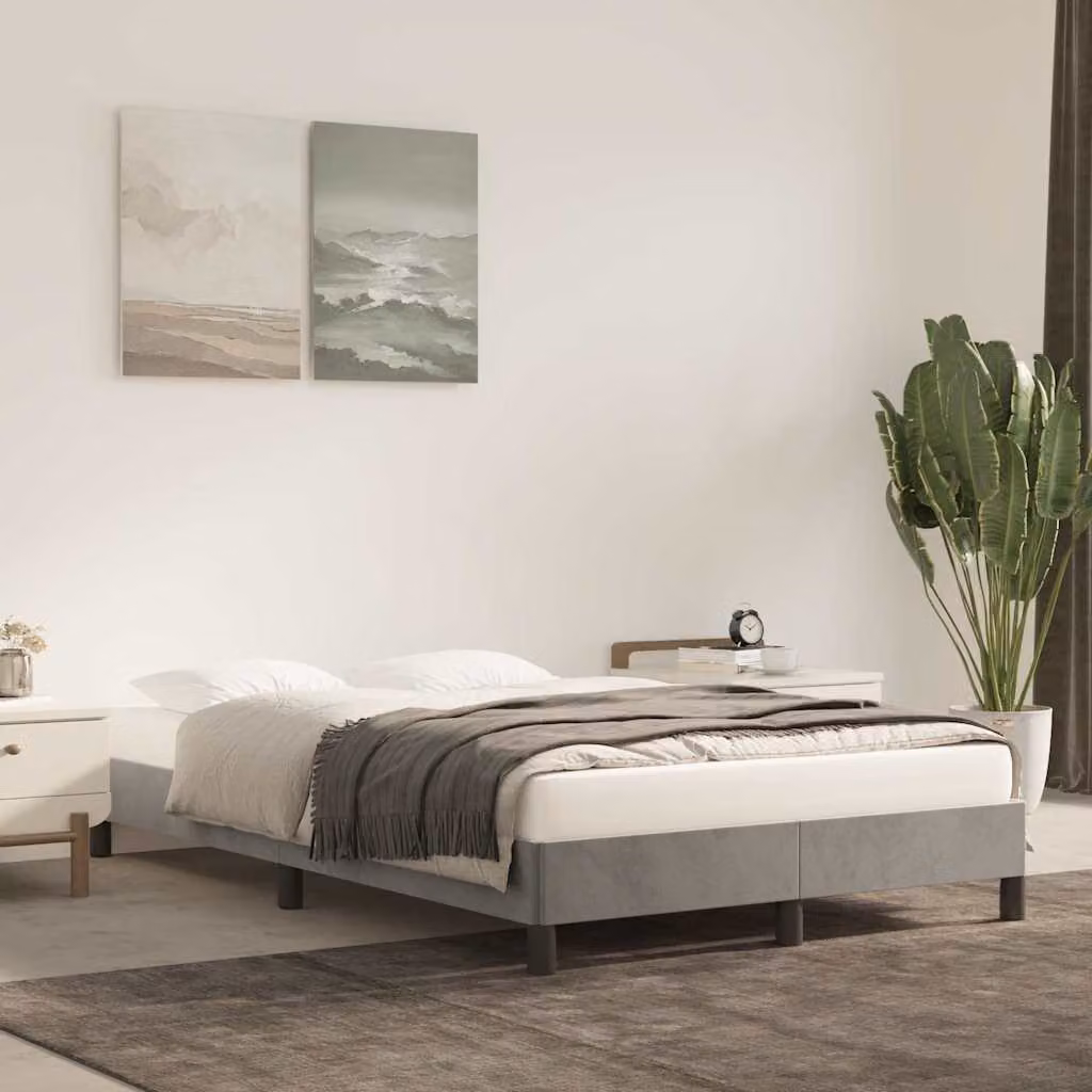 vidaXL Giroletto in Velluto Grigio Chiaro con Struttura in Legno di Pino L/P/H: 120 x 200 x 193 cm