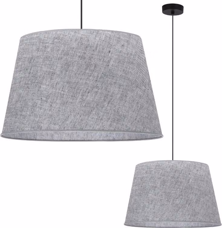 Lampada a sospensione Len cono nero 1 luce paralume grigio L03 44cm