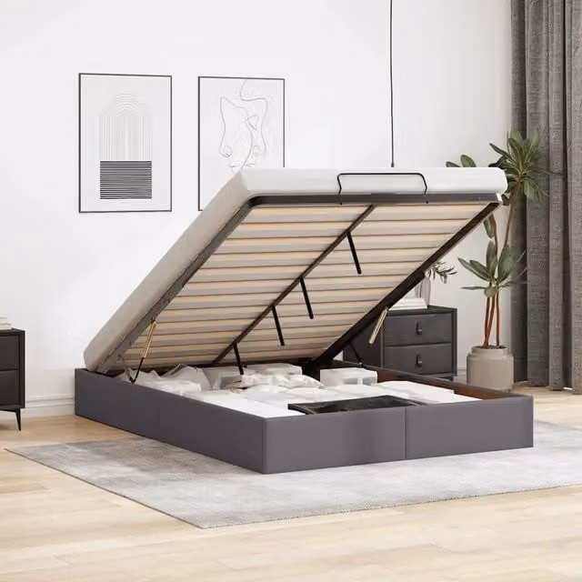 Struttura Letto Pouf senza Materasso-Giroletto con contenitore 140x200 cm Similpelle 799900