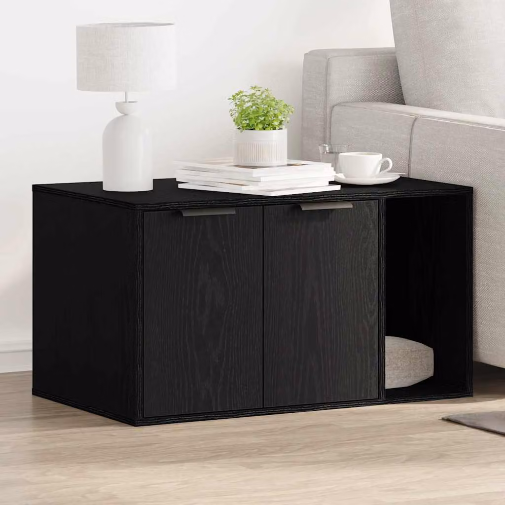 vidaXL Lettiera per gatti in rovere nero 80x50x45 cm