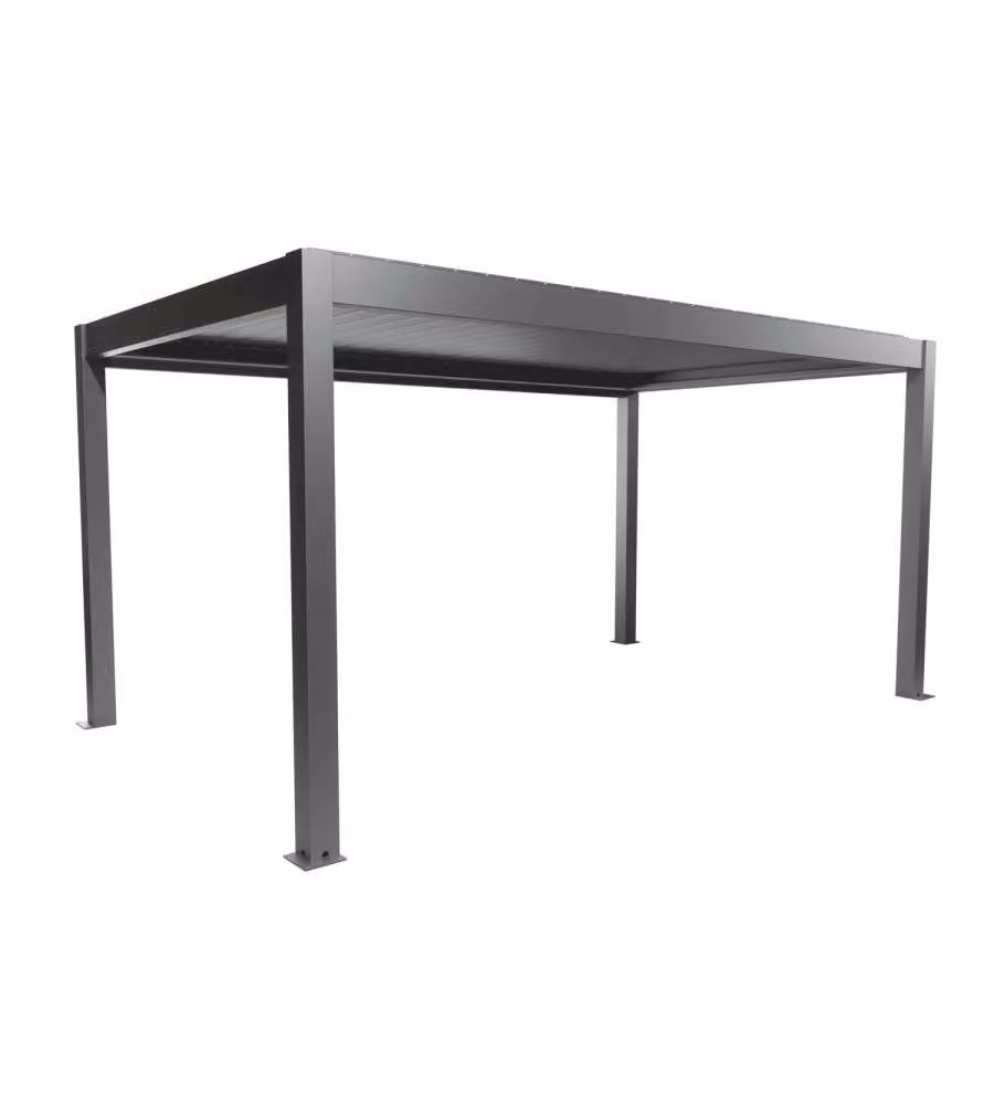 Biohort Pergola 5x3 m grigio quarzo metallizzato autoportante con lamelle orientabili