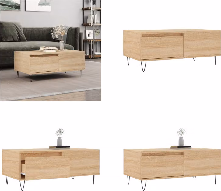 vidaXL Tavolino in rovere Sonoma 90x50x36,5 cm in legno - Tavolino - Tavolini - Tavolino - Tavolo da divano