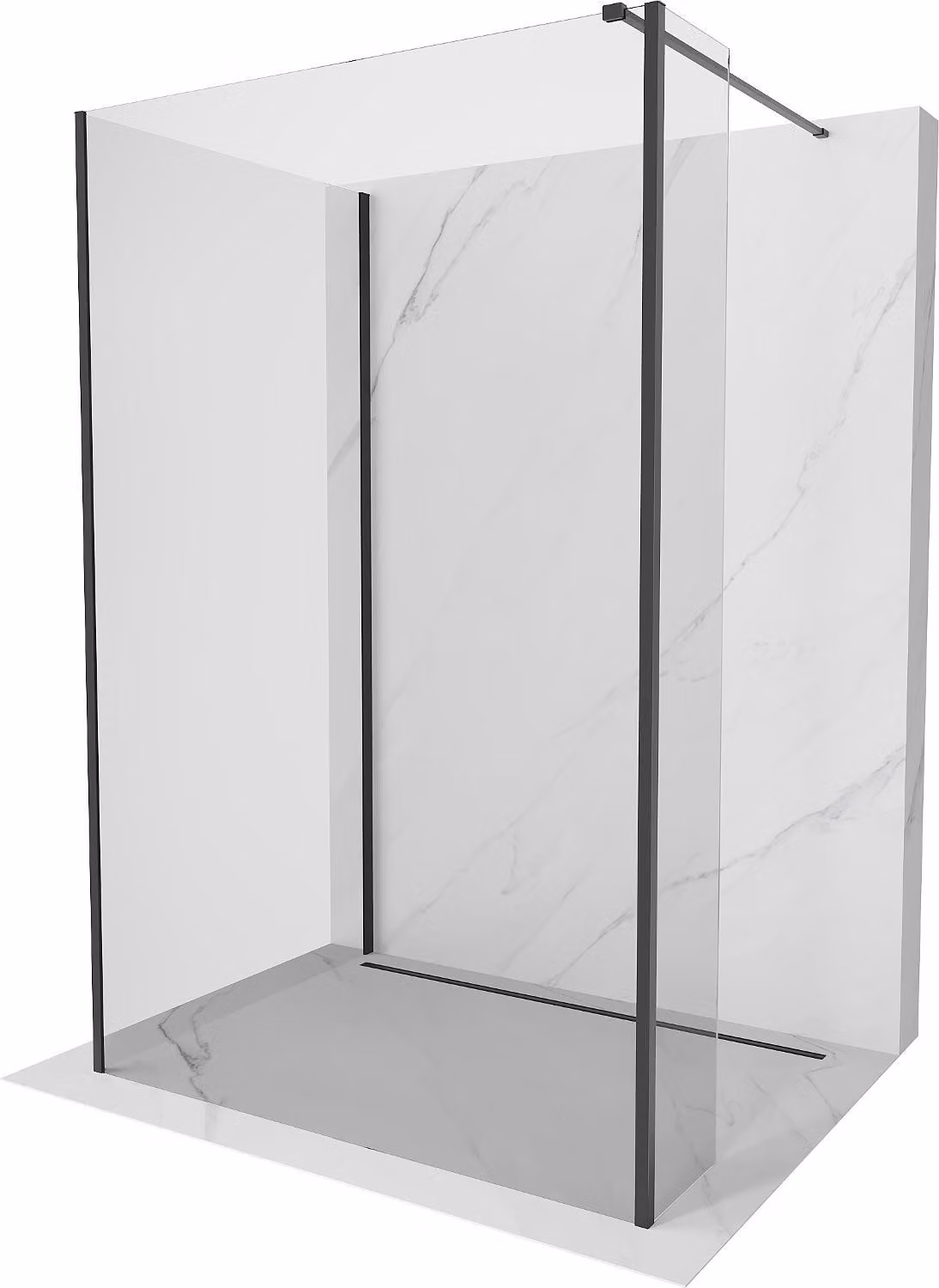 Mexen Kioto parete doccia Walk-in 100 x 100 x 40 cm, trasparente, nero - 800-100-100-221-70-00-040