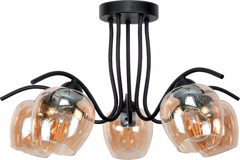 Lampada da soffitto Lampada a sospensione Nero Vetro Lampada Ambra 15-350 Rufi Grigio