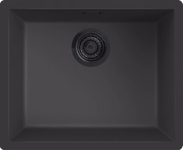 REGINOX R40263 Lavello in granito "Regi Granite" modello MESSINA 50, colore nero, adatto a mobili da 60 cm / con bordo a filo
