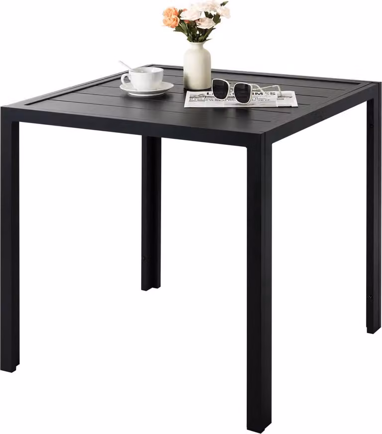 Tavolo da giardino Zyrell - Tavolo da giardino - Tavolo da pranzo per esterni - Tavolo da patio resistente alle intemperie - Tavolo rettangolare in alluminio - 75×75×73 cm - Per giardino e retro giardino - Nero