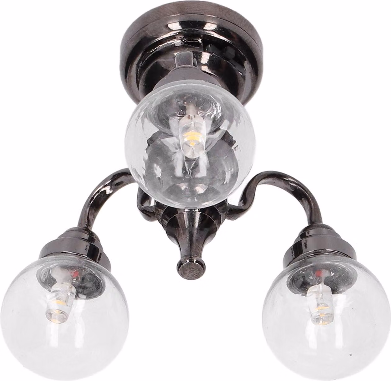 Casa delle bambole lampadario 1:12 Mini squisita miniatura retrò in vetro argento luce per bambini giocattolo decorazione regalo