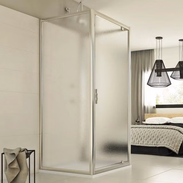 Box Doccia Trio Cristal IDRALITE a 3 lati con anta, forma a U, trasparente e argento, L/P/H: 80 x 70 x 198 cm