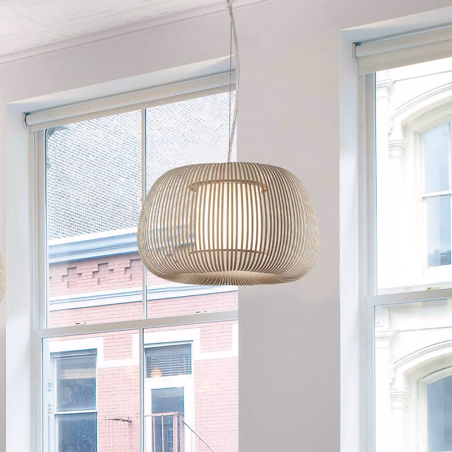 ACB ILUMINACIÓN Lampada a sospensione Mirta, dimmerabile, Crema / Ambra, Soggiorno / Sala da pranzo, Plastica, Moderno, Lampada a sospensione