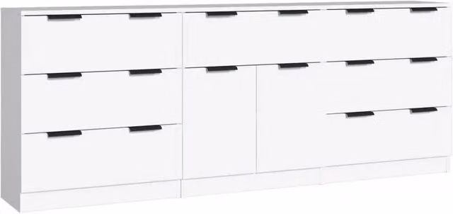 Credenze 3 pz | Madia | Buffet da pranzo | Armadio da pranzo Bianche in Legno Multistrato