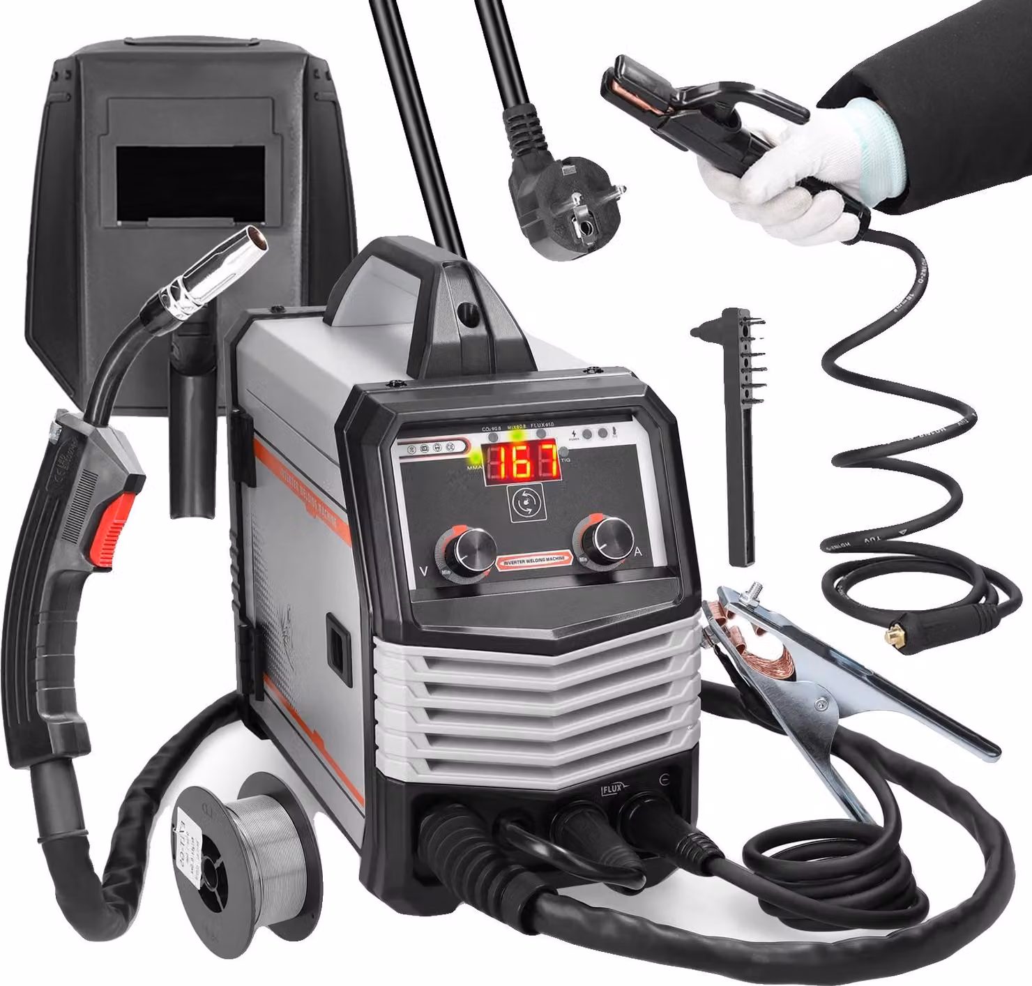 Saldatrice inverter, potenza 160A, design portatile, supporta diversi processi di saldatura, , dimensioni compatte