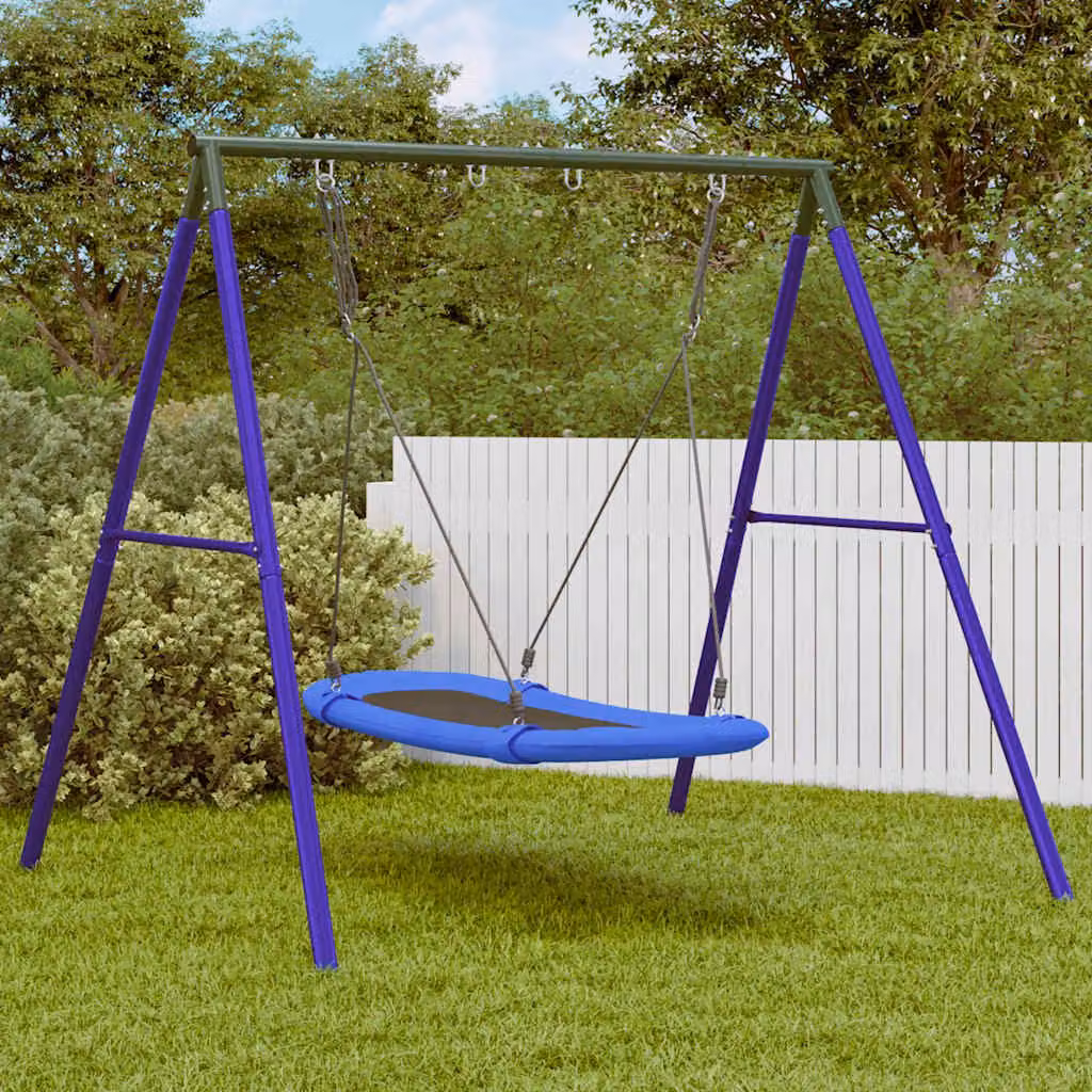 vidaXL Set Gioco da Esterno con Altalena e Piattino, Resistente alle Intemperie e ai Raggi UV, H: 206 cm, L: 185 cm, P: 185 cm