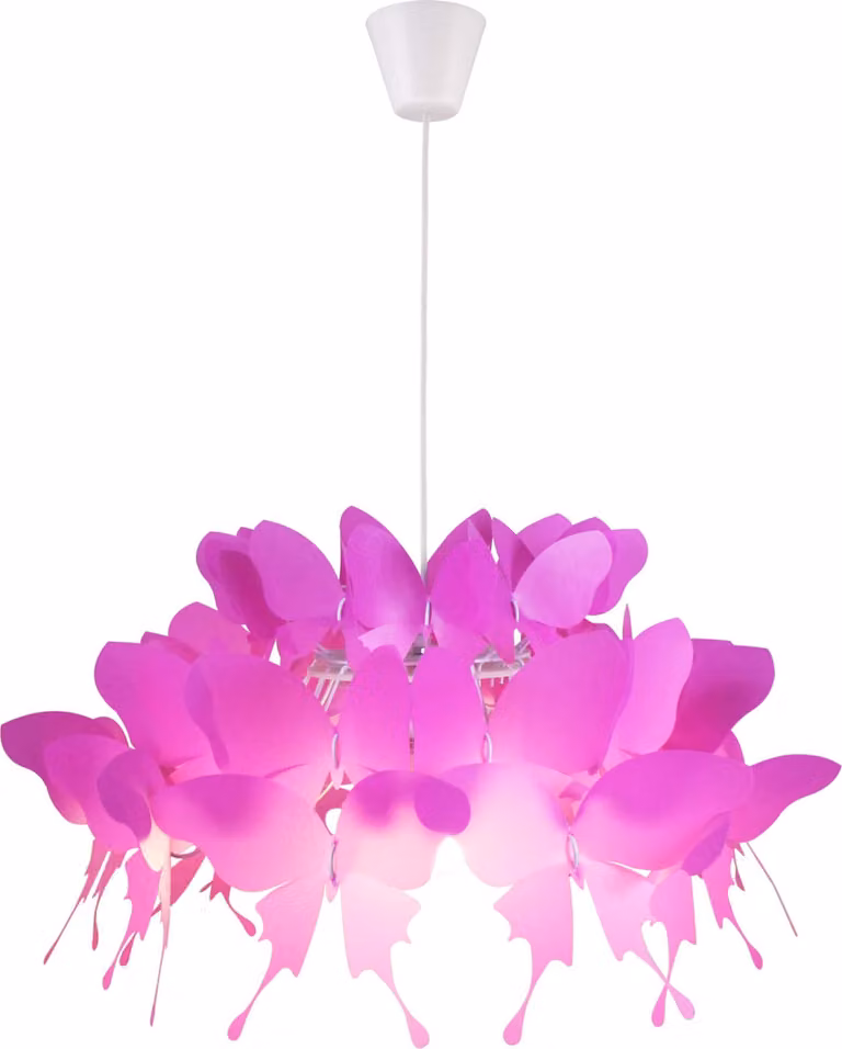 Lampada a sospensione Farfalla rosa scuro-bianca 1xE27x60W in plastica, dimensioni: 115x50x50 cm, IP20, Light Prestige