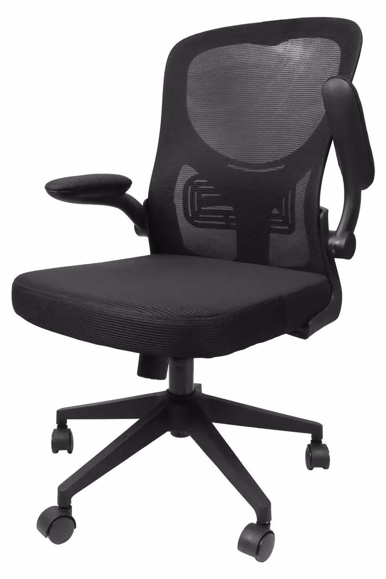 Sedia ergonomica per scrivania - Sedia da ufficio - Regolabile in altezza - Braccioli pieghevoli a 90° - Tessuto a rete traspirante - Ruote silenziose - Portata massima: 130 kg - Colore: nero