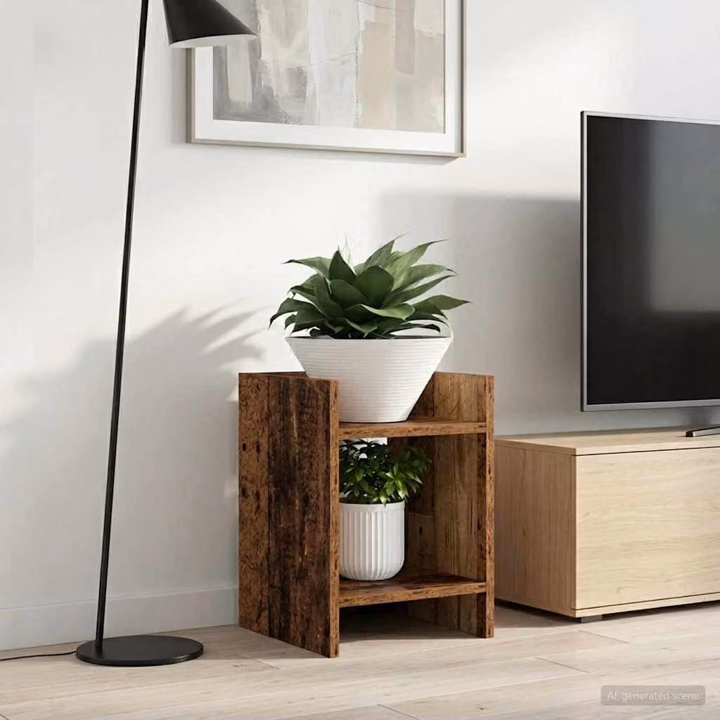 Set di 2 supporti per piante vidaXL in legno color marrone, L/P/H: 30 x 30 x 40 cm